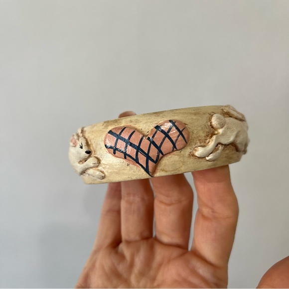 Jim Shore Wooden Bangle Bracelet Easter Rabbit Hearts 1990 - Picture 5 of 8